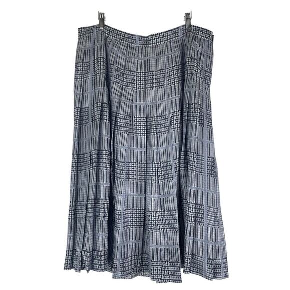 Lafayette 148 Pleated Mid Length Skirt Blue Pattern Size 16 - Picture 1 of 6